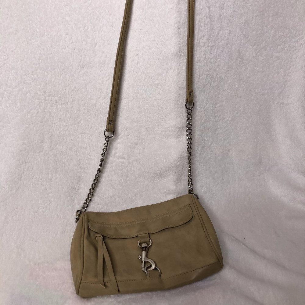 Womens Chain Link Faux Leather Crossbody Bag OS